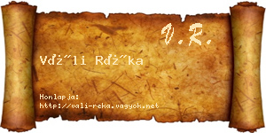 Váli Réka névjegykártya